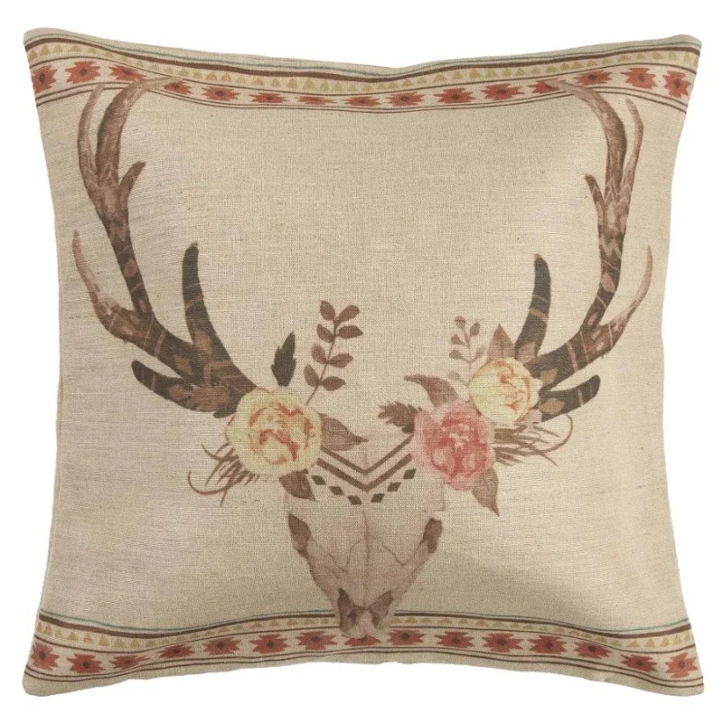 Firm Pillows for Side SleepersDesert Skull Flower Burlap Throw Pillow