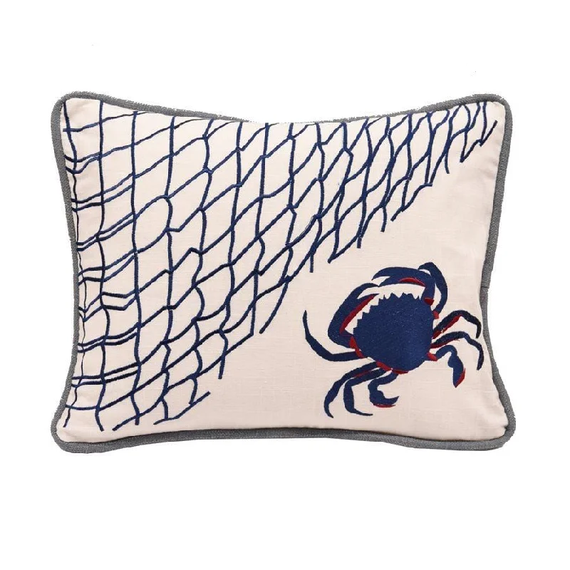 Cooling Pillows for Hot SleepersLinen Throw Pillow, Blue Crab & Fishing Net, 16x21