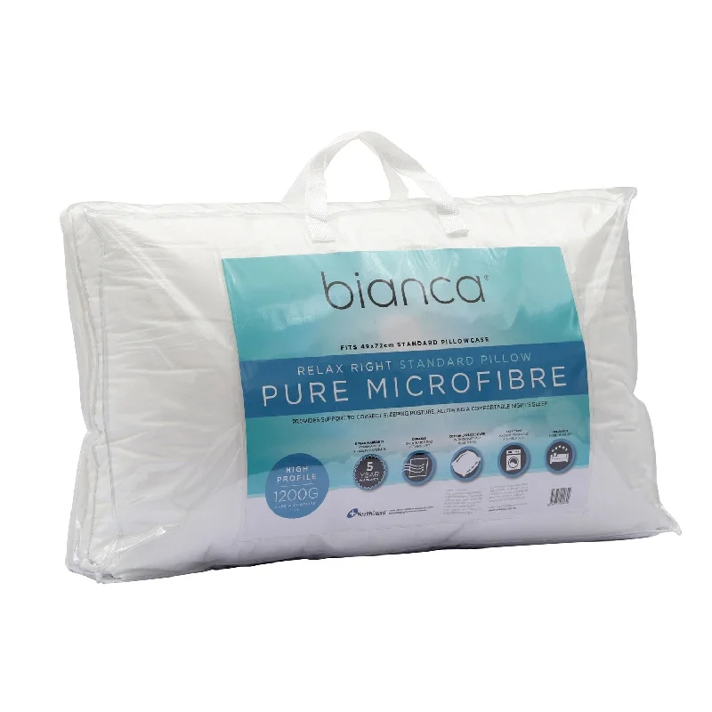 Cooling Pillows for Hot SleepersRelax Right Pure Microfibre Pillow High Profile 1200g by Bianca