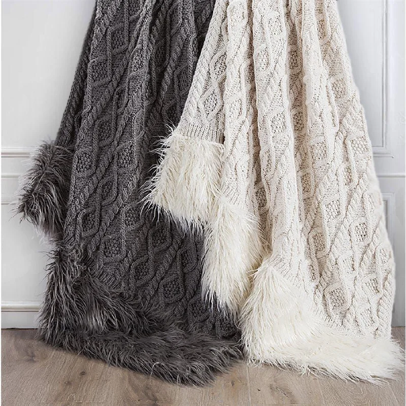 Down Alternative Pillows for Ethical ChoicesNordic Cable Knit & Mongolian Fur Throw Blanket