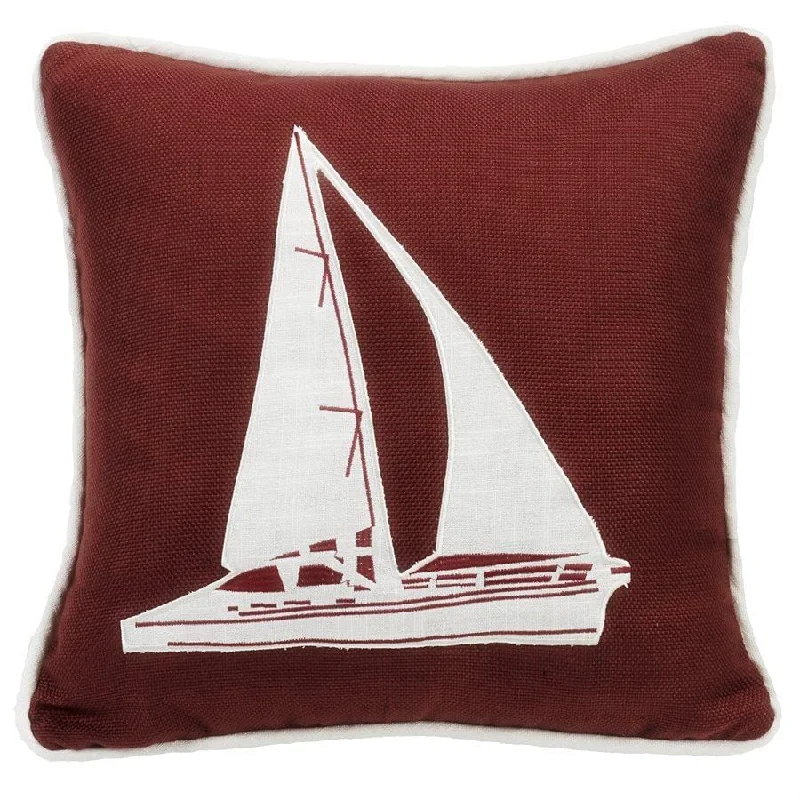 Feather Pillows for a Luxurious SleepLiberty Dark Red Throw Pillow w/ White Linen Sailboat