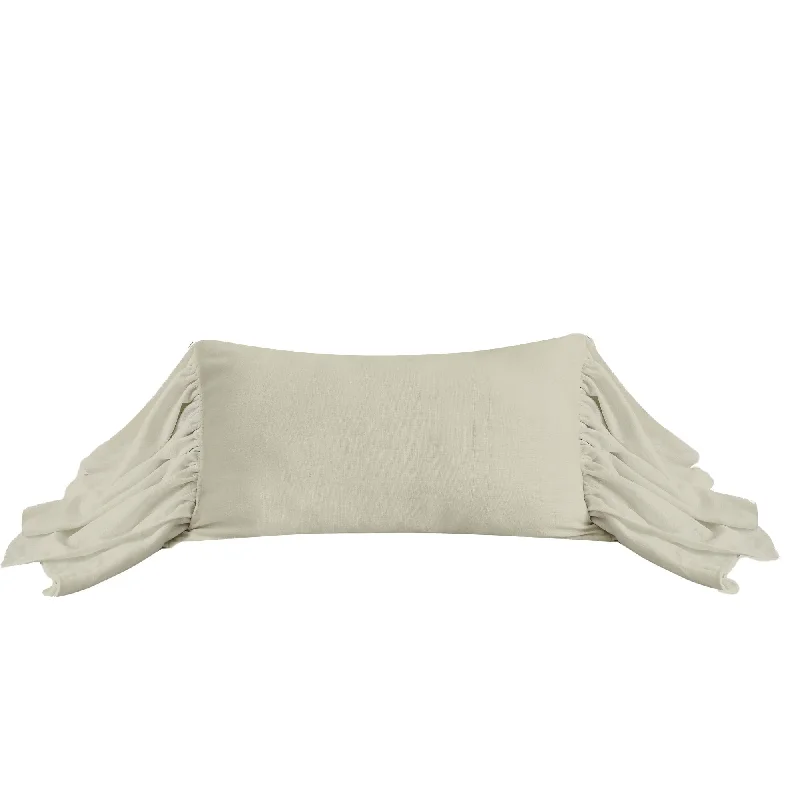 Bolster Pillows for Sofa DecorationWashed Linen Long Ruffled Pillow