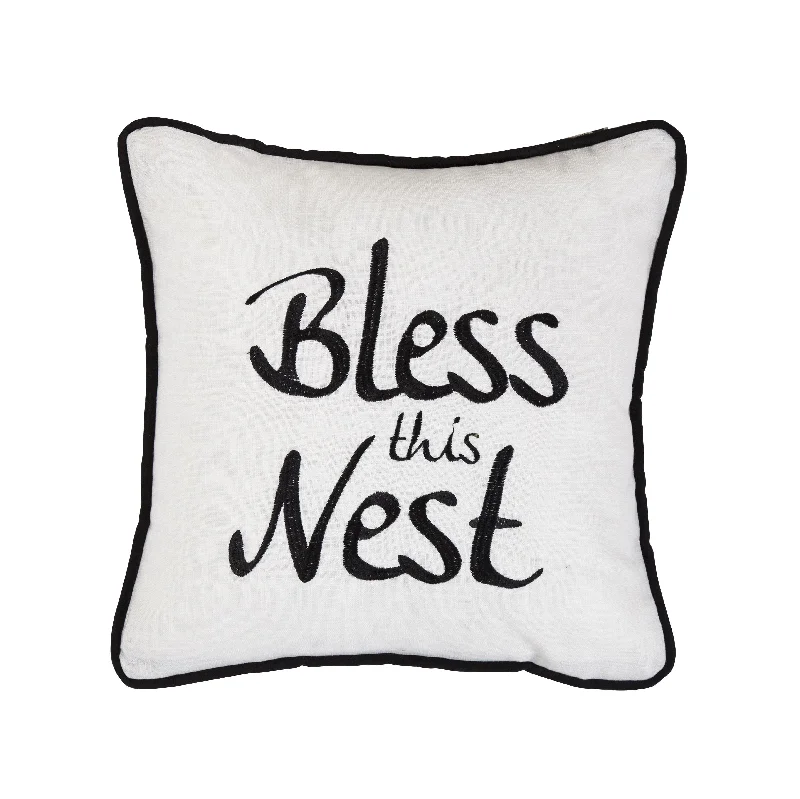 Velvet Pillows for a Touch of Elegance"Bless This Nest" Embroidery Throw Pillow, 18x18