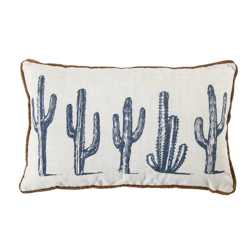 Square Pillows for Modern Home Decor5 Cactus Linen Lumbar Pillow