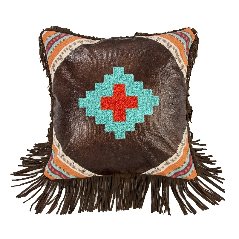 Memory Foam Pillows for Neck SupportSerape Faux Leather Throw Pillow w/ Aztec Embroidery