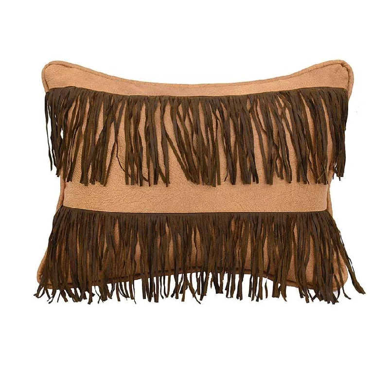 Hypoallergenic Pillows for Allergy SufferersDouble Row Fringe Throw Pillow, Tan Faux Leather