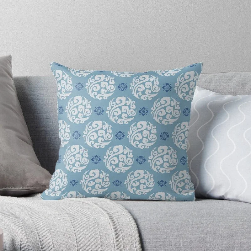 Adjustable Pillows for Customized ComfortBlue and White Round Japanese Square Pillow