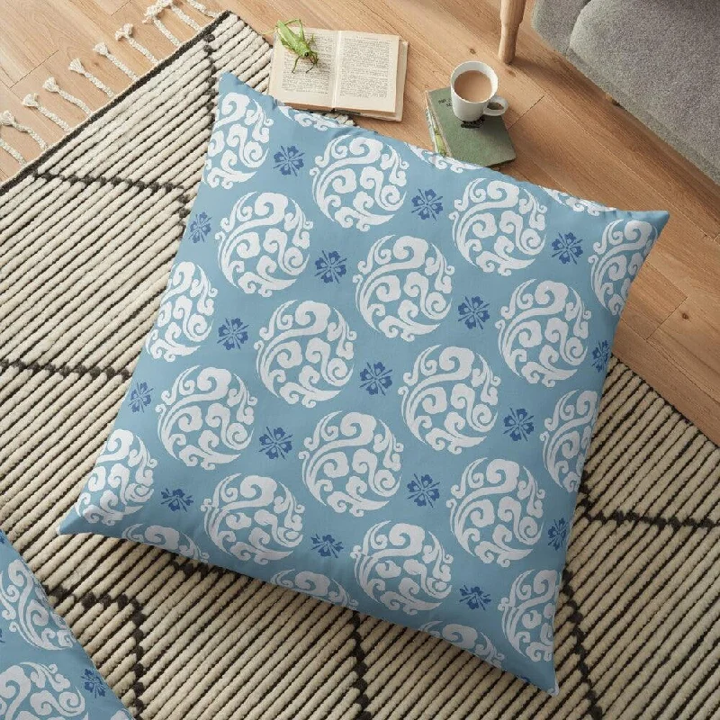 Plush Pillows for a Cozy BedBlue and White Round Japanese Outdoor Pillows