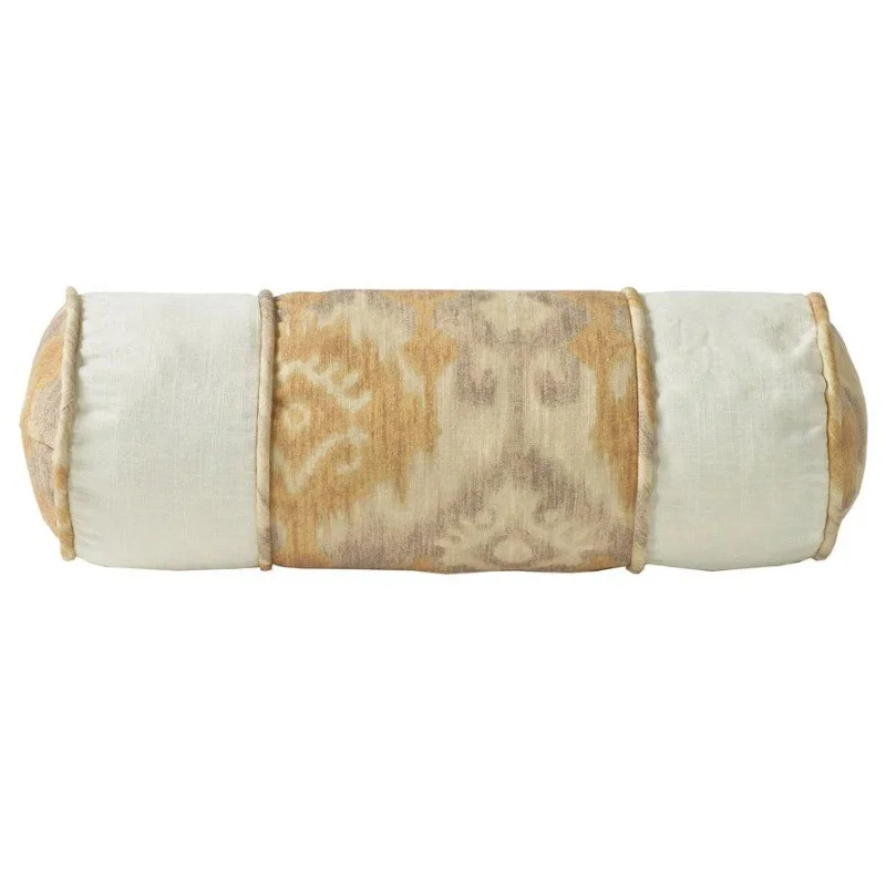 Firm Pillows for Side SleepersCasablanca Neckroll Pillow, Taupe & Flaxen Ikat