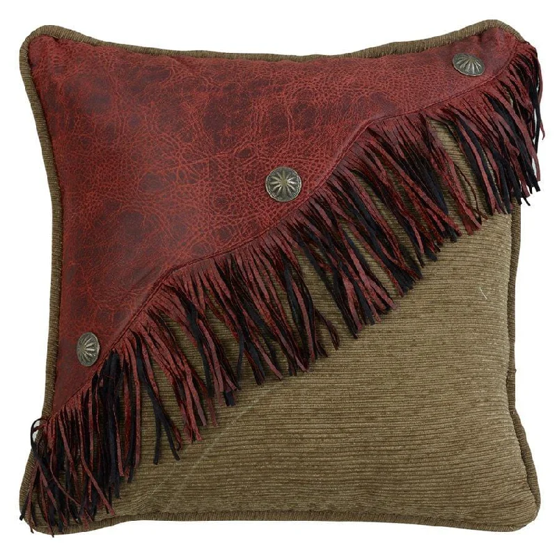 Adjustable Pillows for Customized ComfortSan Angelo Red Diagonal Faux Leather w/ Fringe & Concho