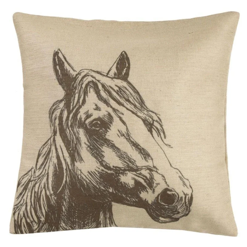 Kids Pillows with Fun DesignsBurlap Horse Head Throw Pillow, 22x22