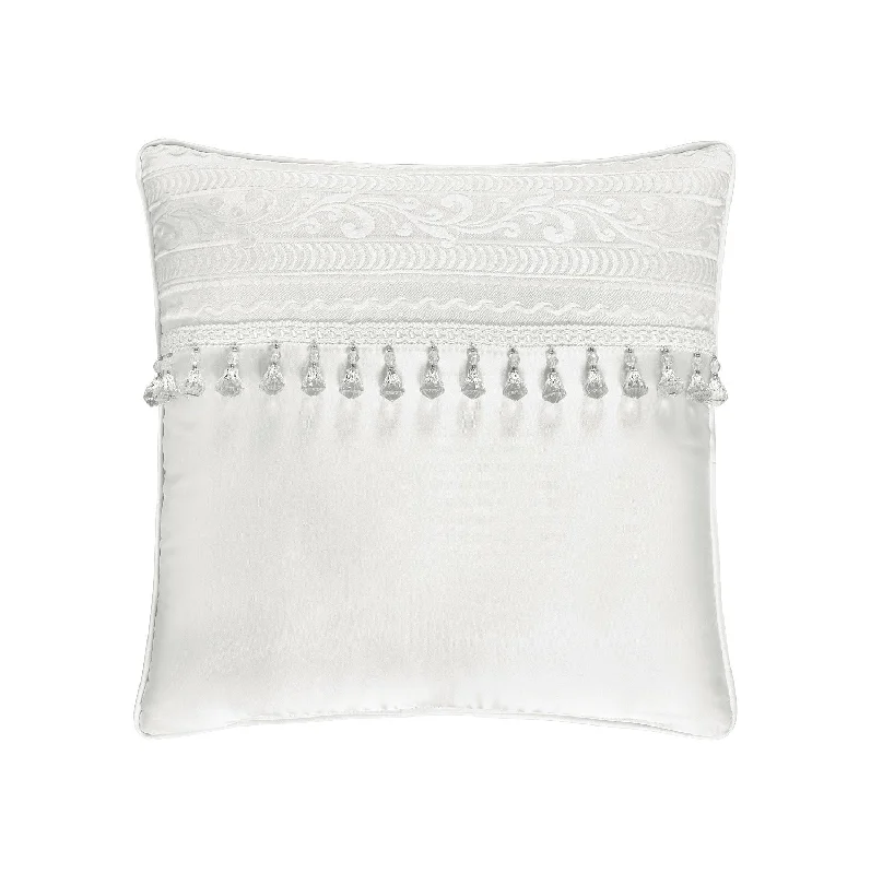 Down Alternative Pillows for Ethical ChoicesBianco 18" Square Embellished Decorative Throw Pillow