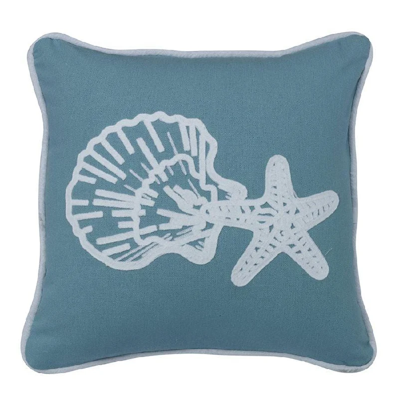 Velvet Pillows for a Touch of EleganceCatalina Aqua Linen Throw Pillow w/ Star & Shell Embroidery