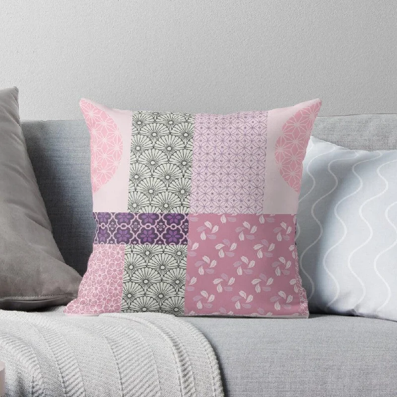 Kids Pillows with Fun DesignsPink & Purple Wagara Boro Square Pillow