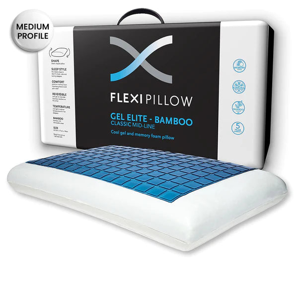 Firm Pillows for Side SleepersCool Gel Elite Mid Line Memory Foam Pillow by Flexi Pillow