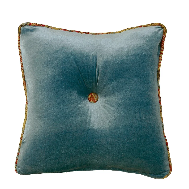 Bolster Pillows for Sofa DecorationSan Angelo Teal Velvet Tufted Pillow w/ Paisley