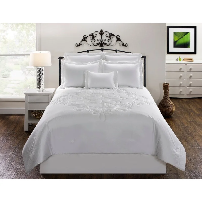 Bamboo - fiber - filled comforters with antibacterial and breathable qualitiesWaldorf Solid White Cotton comforter set