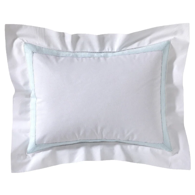 Plush Pillows for a Cozy BedBoudoir Pillow Cover with Hem Stitch & Percale Trim in Aqua