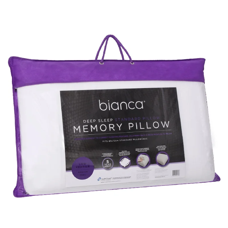 Cotton Pillows for Natural ComfortDeep Sleep Memory Foam Pillow - Low Profile by Bianca