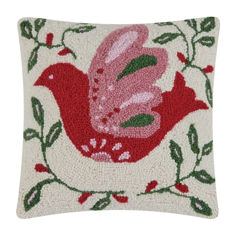 Round Pillows for Boho-Style InteriorsFestive Folk Dove Decorative Hook Pillow