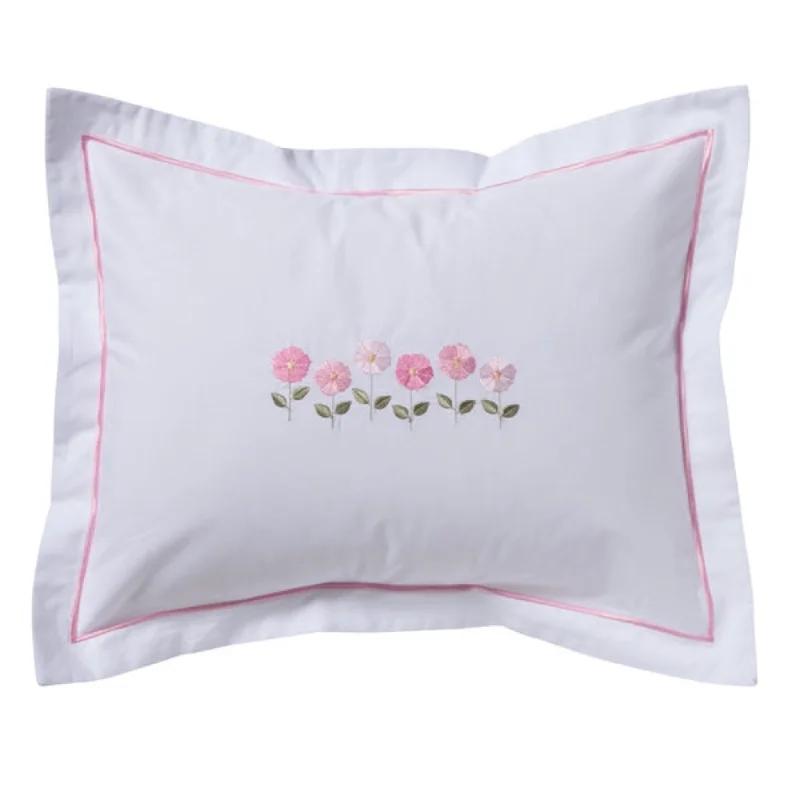 Down Alternative Pillows for Ethical ChoicesBoudoir Pillow Cover in Row of Flowers Pink