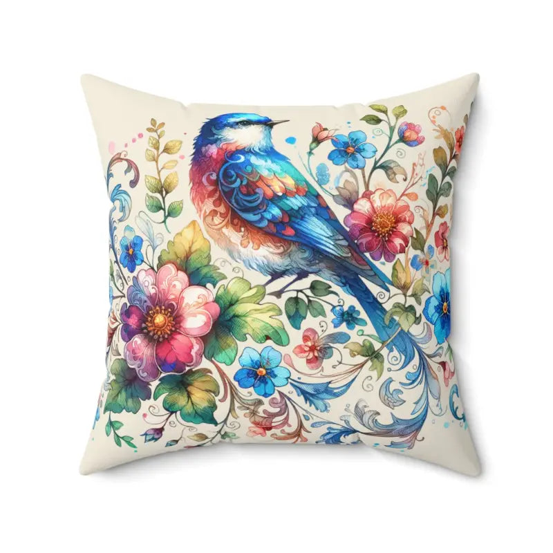 Elevate your Space with Colorful Birds Spun Polyester Pillow