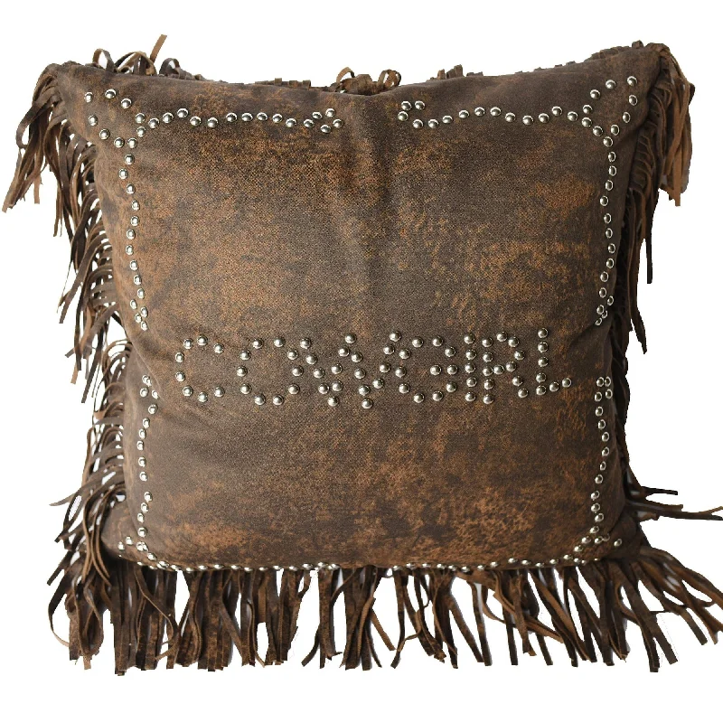 Silk Pillows for Smooth Skin and HairCowgirl Studded Decorative Throw Pillow, Faux Leather