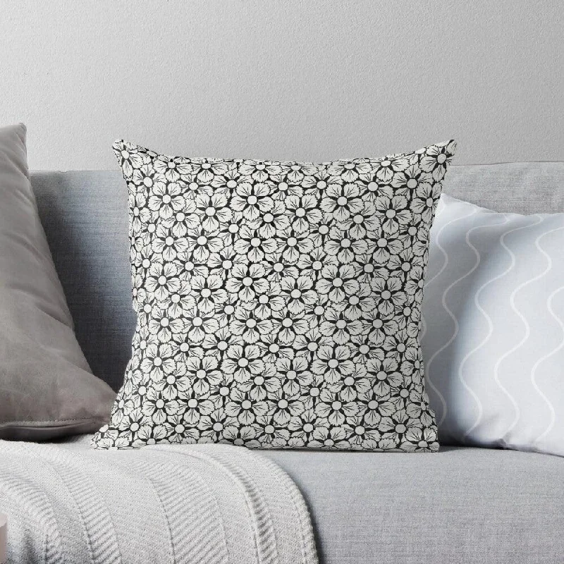 Velvet Pillows for a Touch of EleganceWhite & Black Sakura Square Pillow