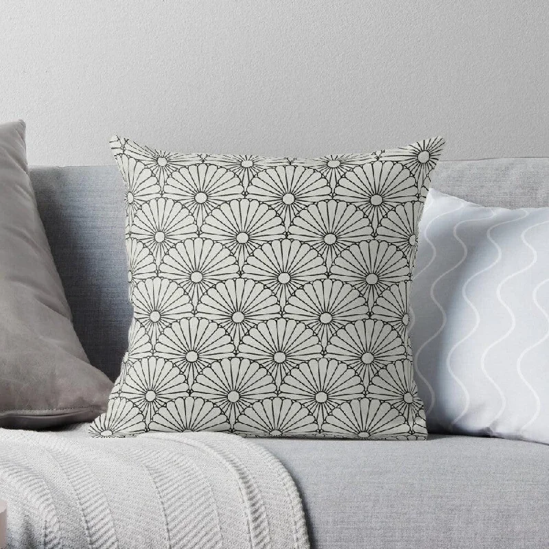 Round Pillows for Boho-Style InteriorsBlack Chrysanthemum Square Pillow