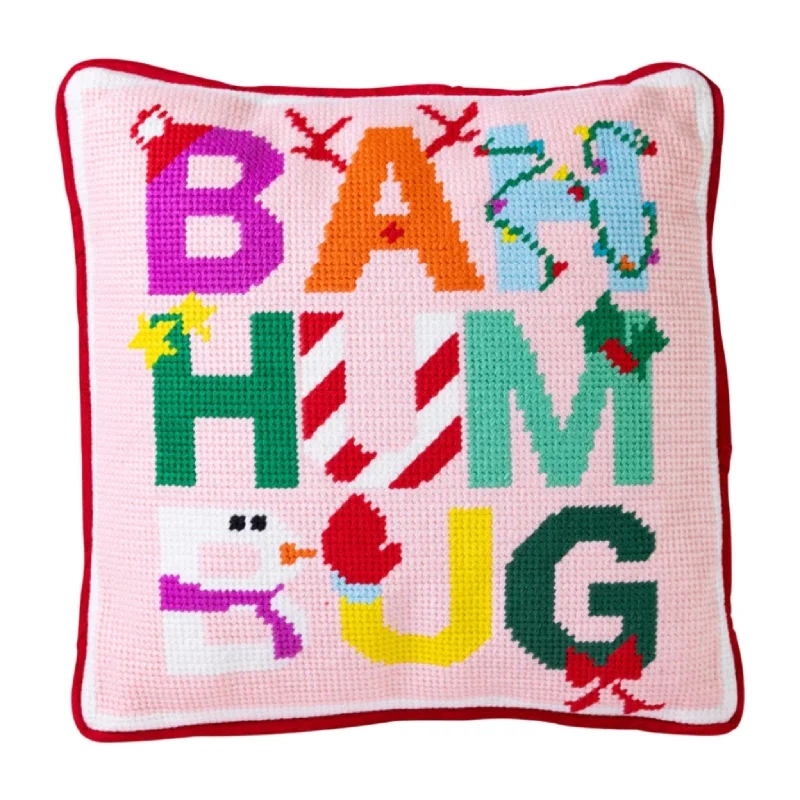 Cotton Pillows for Natural ComfortBah Humbug Needlepoint Pillow