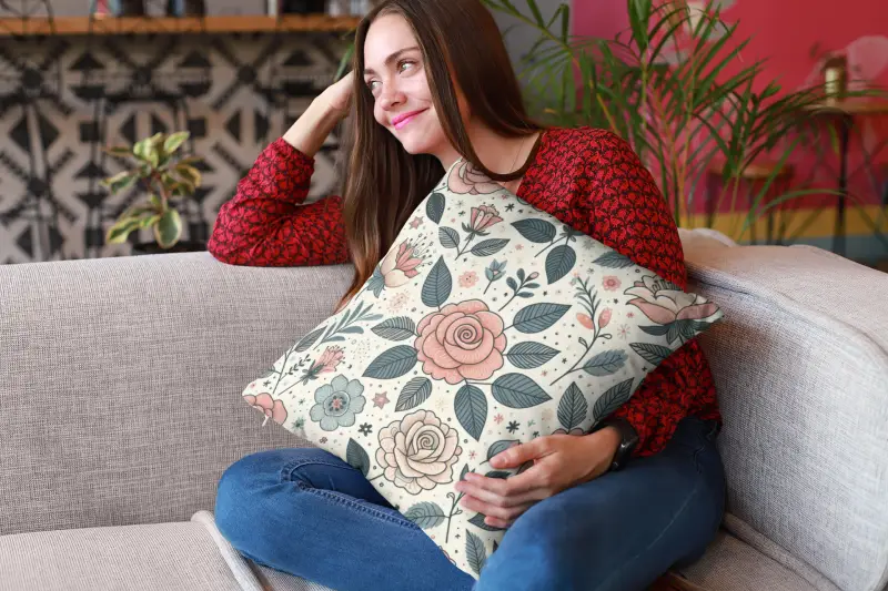 Travel Pillows for Long JourneysCozy Up with Pastel Rose Flowers Polyester Square Pillows