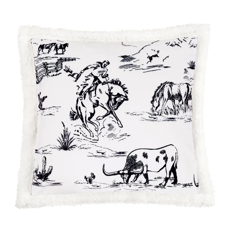 Kids Pillows with Fun DesignsRanch Life Western Toile Campfire Sherpa Pillow