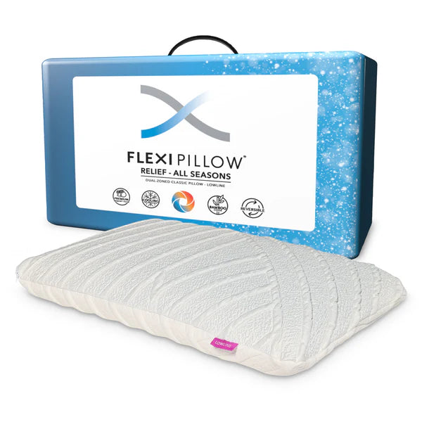 Soft and Fluffy Pillows for Bedroom ComfortRelief All Seasons Low Line Pillow Memory Foam Pillow by Flexi Pillow