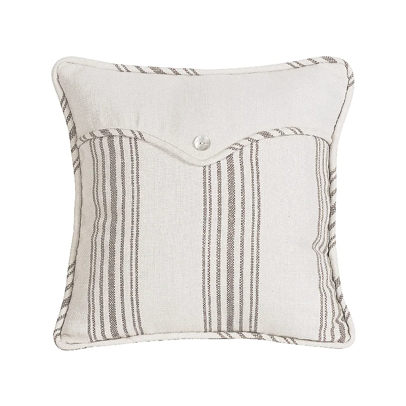 Soft and Fluffy Pillows for Bedroom ComfortGramercy Weave Envelope Pillow w/ Stripe & Pearlized Button, 18x18