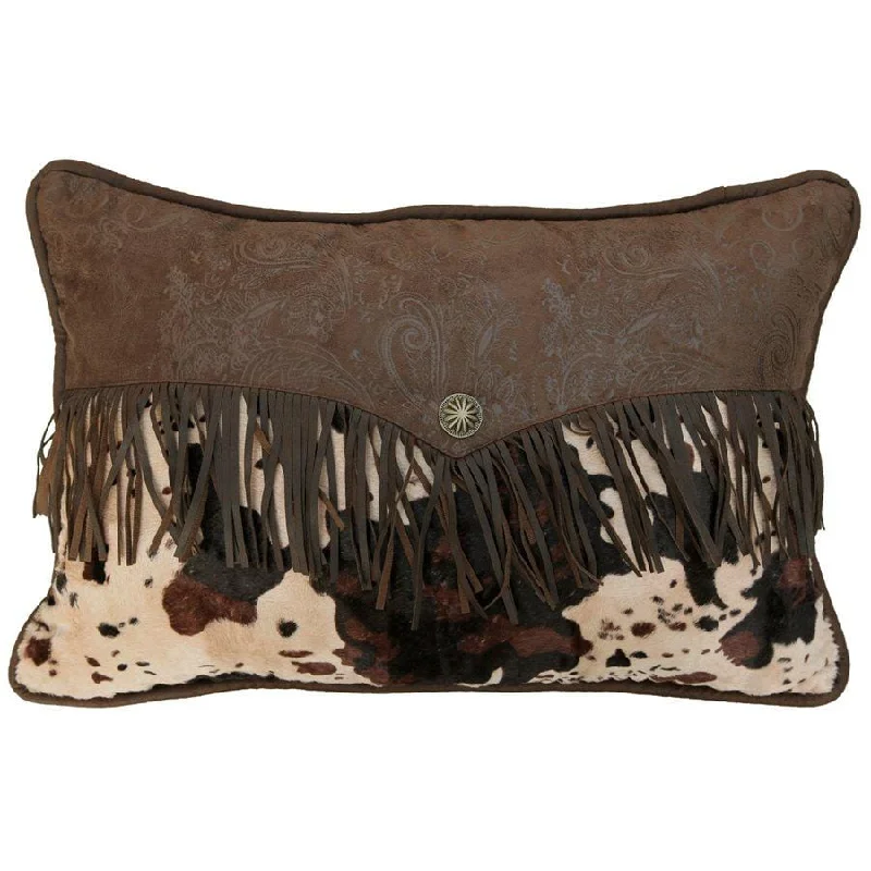 Plush Pillows for a Cozy BedCaldwell Faux Cowhide Lumbar Pillow w/ Fringe