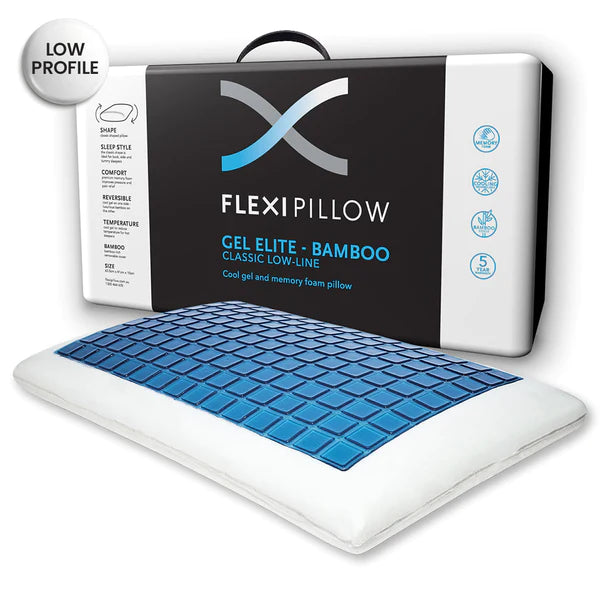 Orthopedic Pillows for Back Pain ReliefCool Gel Elite Low Line Memory Foam Pillow by Flexi Pillow