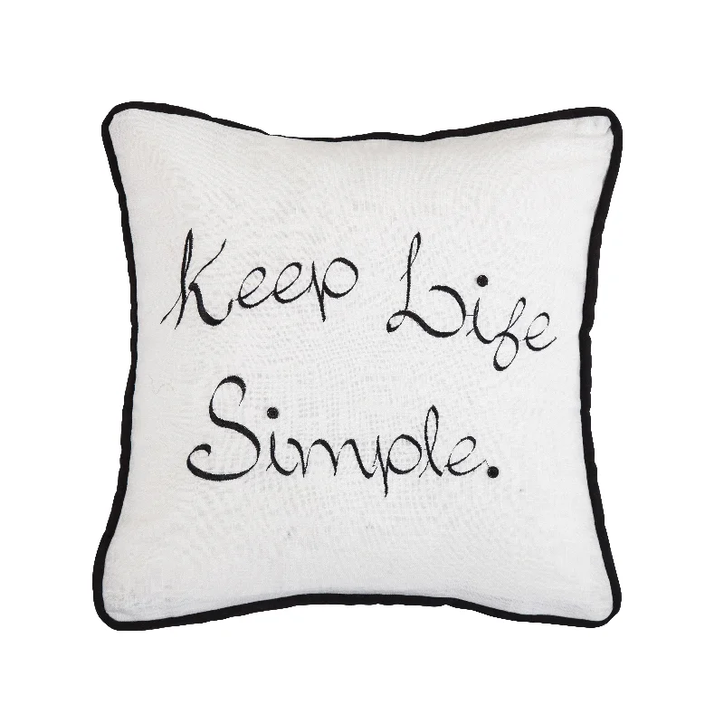 Soft and Fluffy Pillows for Bedroom Comfort"Keep Life Simple" Embroidery Throw Pillow, 18x18