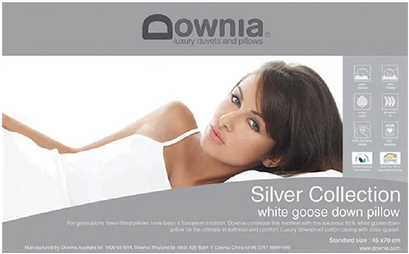 Square Pillows for Modern Home DecorDownia Silver Collection White Goose Down Pillow