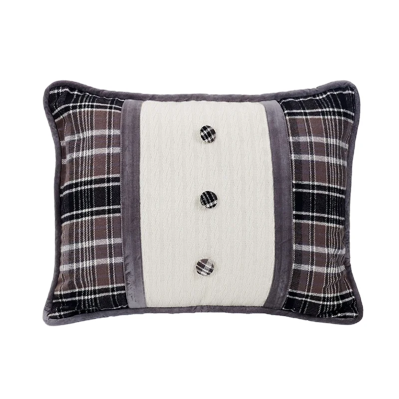 Memory Foam Pillows for Neck SupportWhistler Velvet Oblong Pillow, Black, Gray & Cream Plaid, 16x21