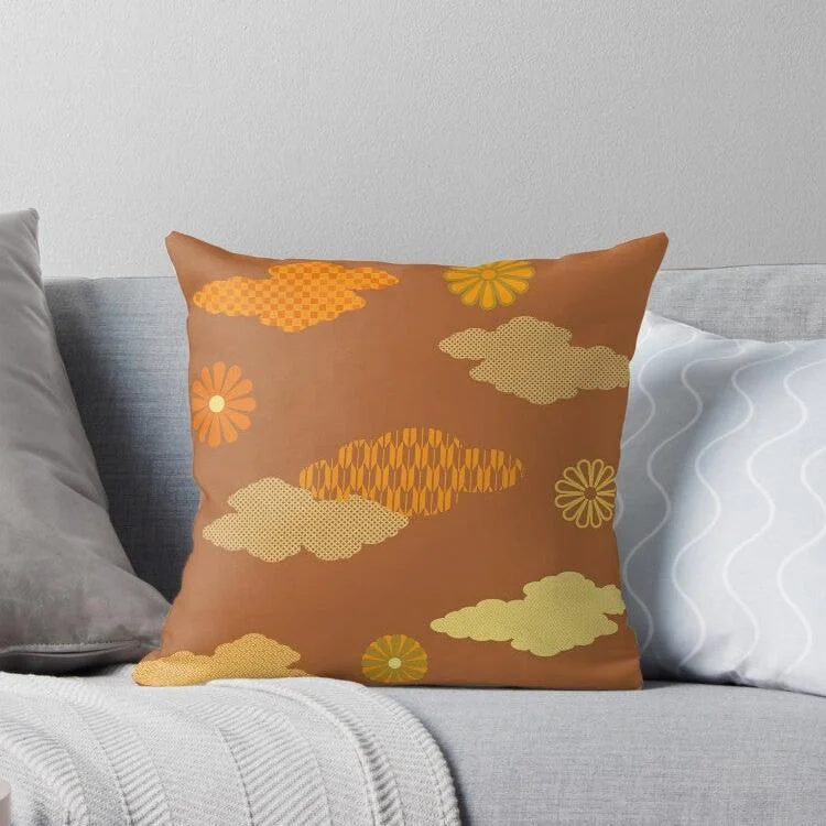 Square Pillows for Modern Home DecorRetro Japanese Clouds Throw Pillows