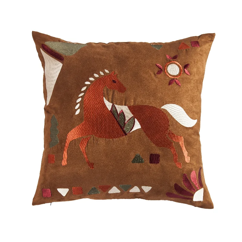 Kids Pillows with Fun DesignsSolace Embroidered Horse Throw Pillow