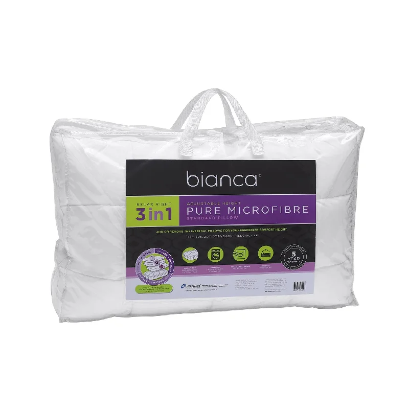 Down Alternative Pillows for Ethical ChoicesRelax Right Pure Microfibre  Pillow 3 in 1 Adjustable height 1150g