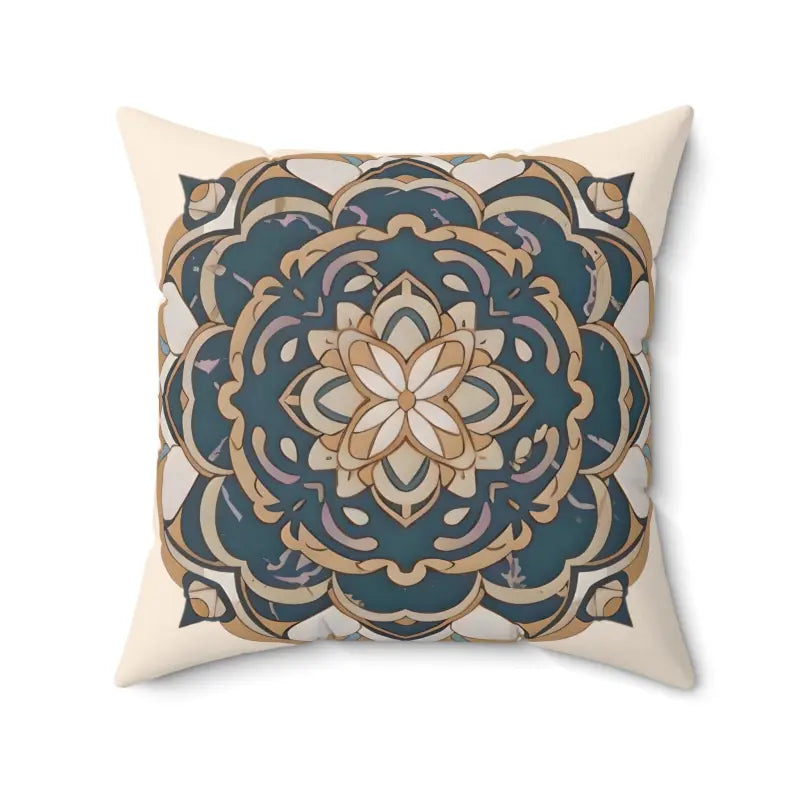 Round Pillows for Boho-Style InteriorsBold Geometric Mandal Pattern Polyester Square Pillow