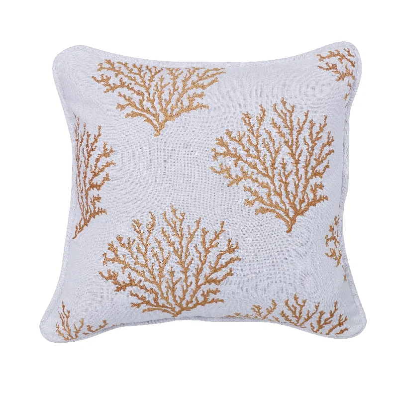 Kids Pillows with Fun DesignsCatalina Saffron Coral Embroidered Throw Pillow, 18x18