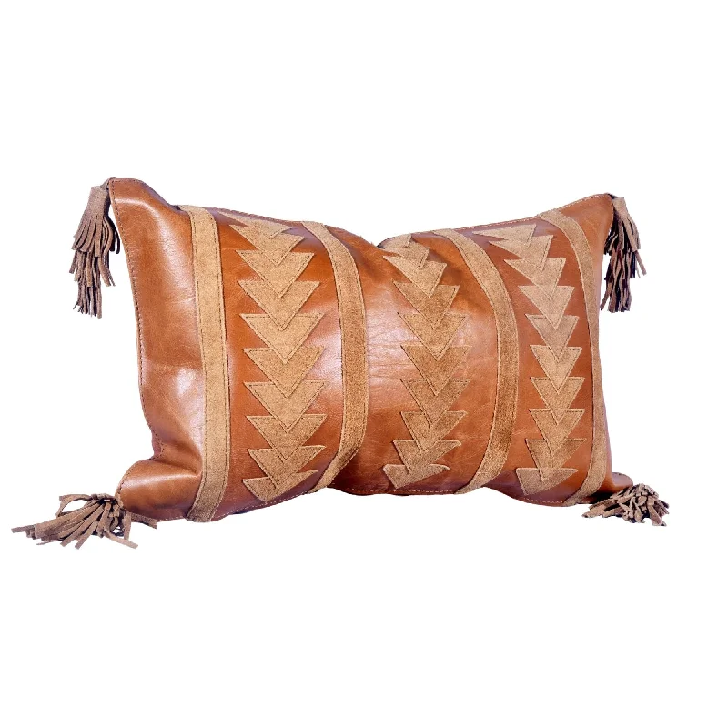 Velvet Pillows for a Touch of EleganceGenuine Leather & Suede Arrow Tasseled Lumbar Pillow