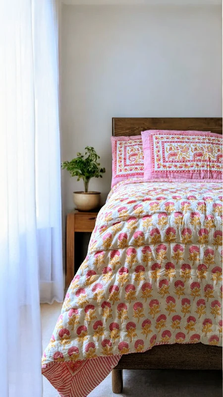 Duck down comforters with a softer feel and good warmth retentionReversible Serene Comforter - Pink Orange