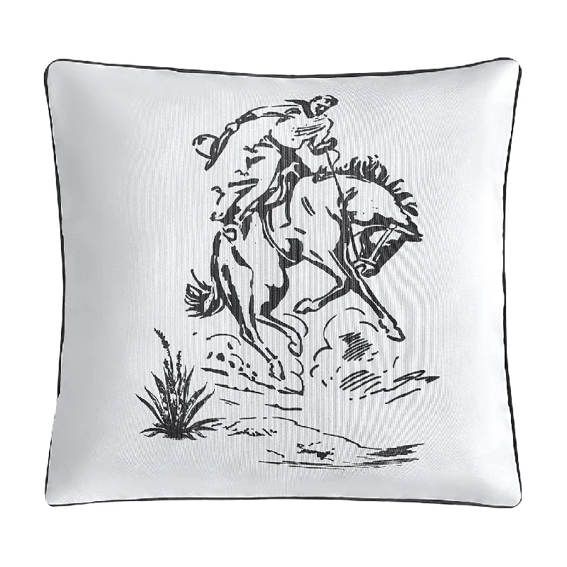 Cotton Pillows for Natural ComfortRanch Life Bronc Rider Indoor/Outdoor Pillow