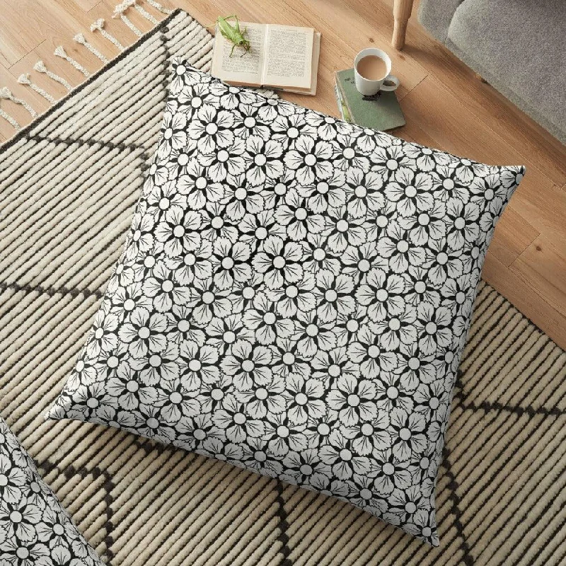 Kids Pillows with Fun DesignsWhite & Black Sakura Outdoor Pillows