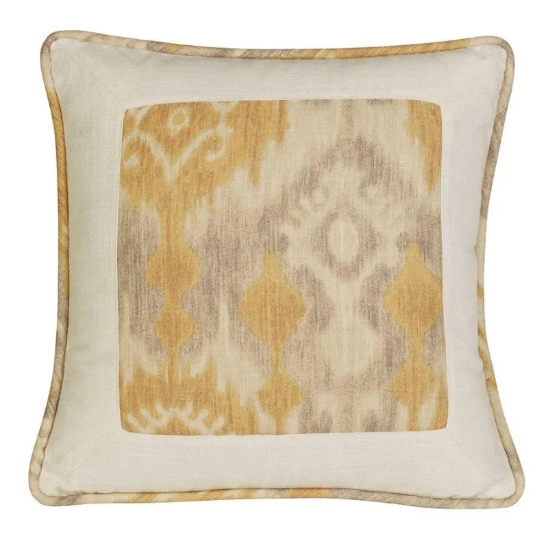 Kids Pillows with Fun DesignsCasablanca Framed Throw Pillow, Taupe & Flaxen Ikat