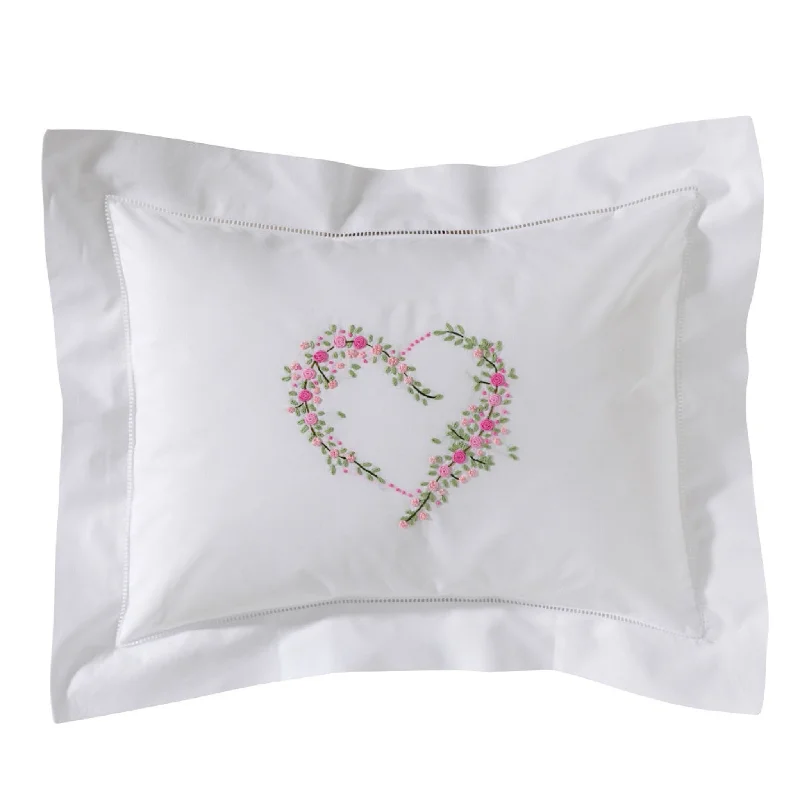 Soft and Fluffy Pillows for Bedroom ComfortBoudoir Pillow Cover with Garden Heart in Pink/Green